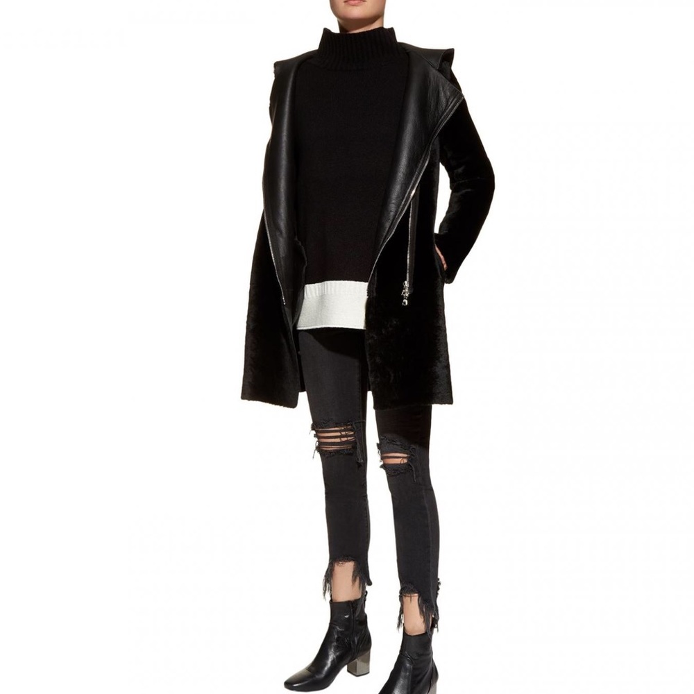 Sandro Black Hooded Coat
